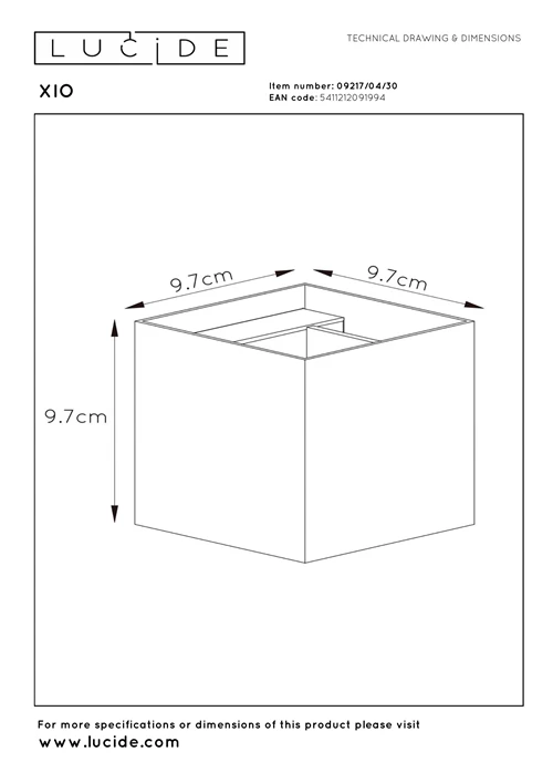 Lucide XIO - Wandlamp - LED Dimb. - G9 - 1x4W 2700K - Verstelbare stralingshoek - Zwart - technisch